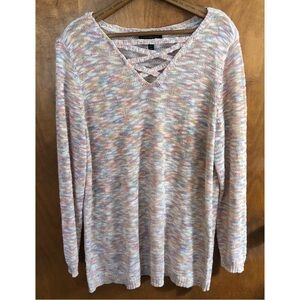 Lane Bryant Pastel Knit Oversized Cage Tunic Sweater Warm Cozy Baggy Slouchy Y2K